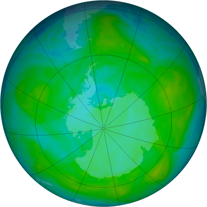 Antarctic ozone map for 06 January 1988